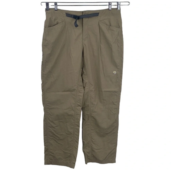 Mountain Hardwear‎ Pants Womens Size 14/ 32 Tan Straight Leg Camping Belted Hike - Picture 1 of 14